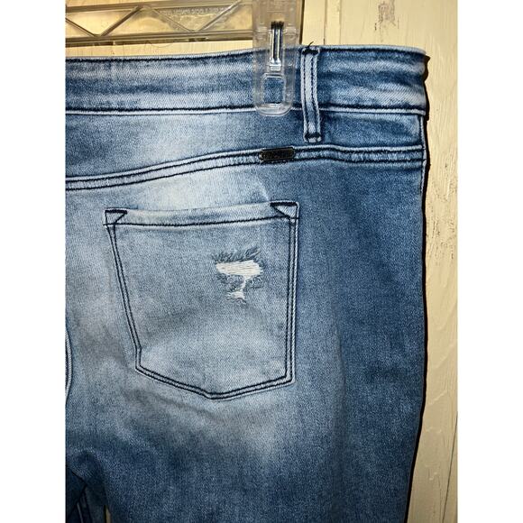 KanCan Maurices Jeans Womens 20 36 Mid Rise Super Flare Fray Raw Hem Shreds Rips - Picture 8 of 8